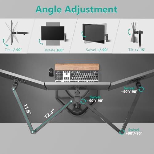 WALI Triple Monitor Stand, Free Standing for 13-27 inch Screens,up to 22lbs - Image 5