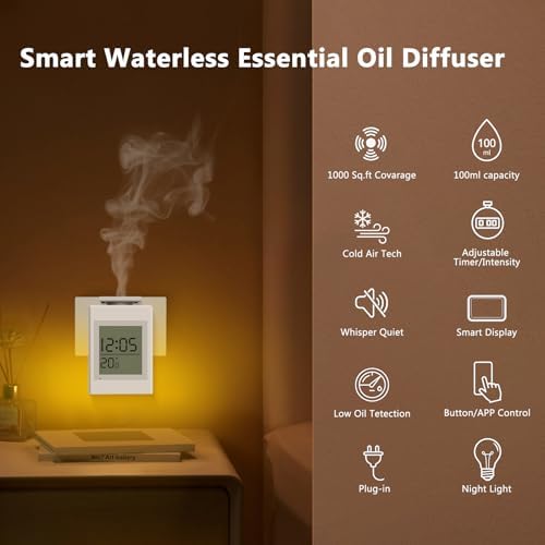 Plug-in Waterless Essential Oil Diffuser with Clock & Env Display - Image 2