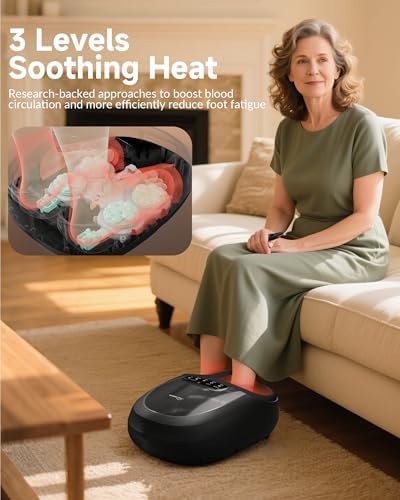 Snailax 2026 Upgraded Foot Massager with Heat,Compression, Shiatsu, Size 15 - Image 3
