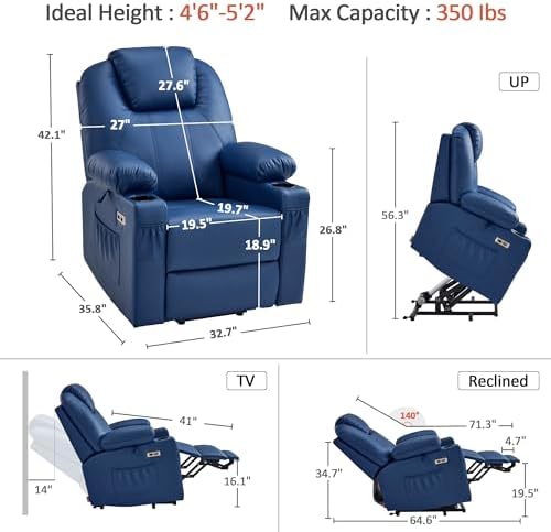 MCombo Small Power Lift Recliner Chair for Elderly, Heat and Massage 7141 - Image 3