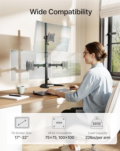 monTEK Freestanding Triple Monitor Stand for 17-32" Screens, 22 lbs Each - Image 2