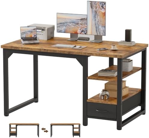 Mericonia 48 in Computer Desk with Drawer, 1" Thick Reversible Office Desk by MERICONIA
