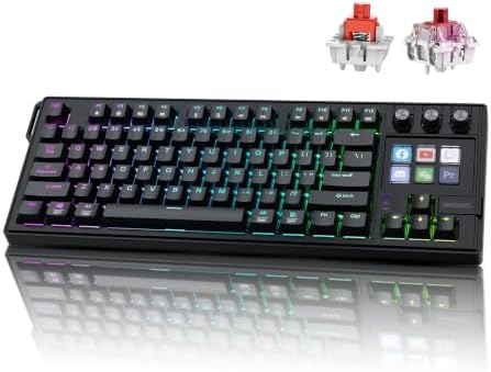 MMOBIEL Mechanical Keyboard for Stream Deck QWERTY Hot-Swappable RGB Keyboard with 6 Programmable LCD Macro Keys & 3 Control Dials for OBS, Streaming, Editing, Productivity – for Windows/macOS by MMOBIEL