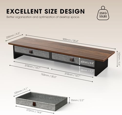 Fenge 35 Inch Monitor Stand with Drawer Storage, Computer Riser for Desk - Image 5
