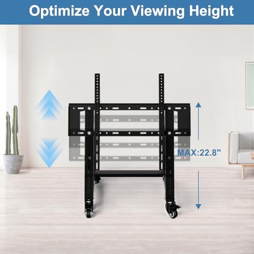 Low Height Mobile TV Stand, Low TV Stand with Wheel for 26-65 inch TV, Hight Adjustable, 36° -68° Adjustable Viewing Angle,Max 50KG, Vesa 600×500, Confidence Monitor Stand - Image 5
