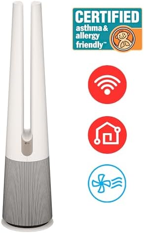 LG PuriCare AeroTower Air Purifier Fan for Home, Large and Small Room, Bedroom, with True HEPA Filter, Multiple Airflow Options, WiFi, Air Quality Monitor, Low Noise, NanoFiber - Image 2