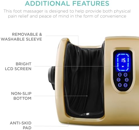Best Choice Products Shiatsu Foot Massager with Heat for Plantar Fasciitis & Neuropathy, Kneading Foot & Calf Massager with Remote, 360° Adjustable Handle, Rolling & Compression Massage - Gold - Image 6