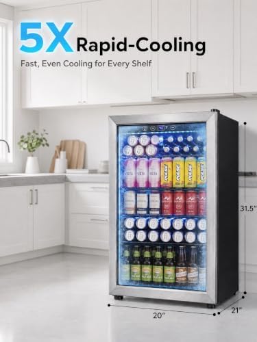 Icyglee 145 Can Mini Fridge, 4.5 Cu.Ft Beverage Refrigerator Cooler, Silver - Image 2