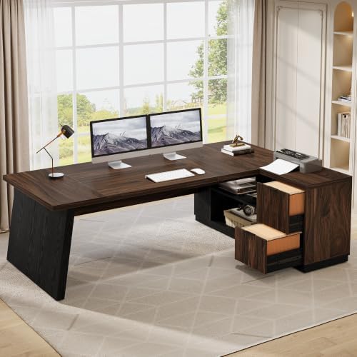 Tribesigns 78" L Shaped Executive Desk with Storage, Home Office - Image 3