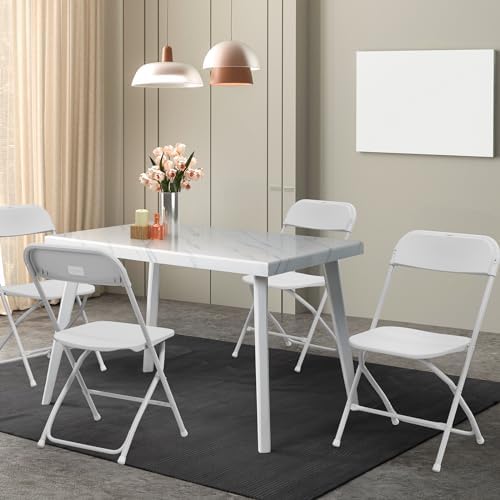 VINGLI 6 Pack White Plastic Folding Chair, Indoor Outdoor Portable Stackable Commercial Seat with Steel Frame 350lb. Capacity for Events Office Wedding Party Picnic Kitchen Dining - Image 2