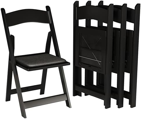 SIMPLEX 24 Black Resin Folding Chairs, Stackable Event & Party Chairs, 800 LB Weight Capacity, Indoor Outdoor by Simplex