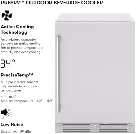 Zephyr Presrv 24 Inch Outdoor Wine Fridge & Beverage Refrigerator for Patio - Image 2