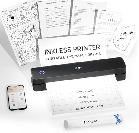 PRT Portable Printers Wireless for Travel, Bluetooth Thermal Printer by PRT