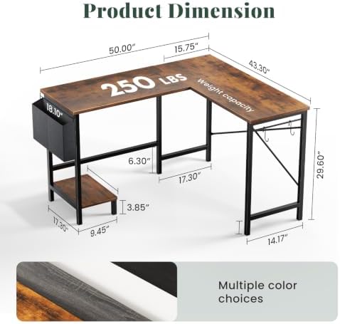 L Shaped Computer Gaming Desk with PC Stand for Home Office - Image 2