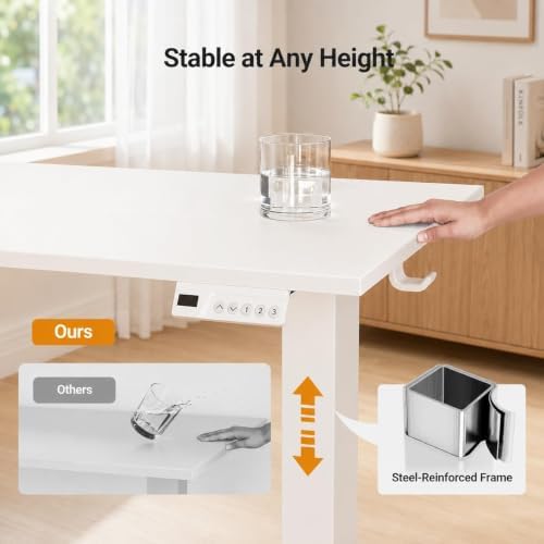 Claiks Electric Standing Desk, 55x24 Inch, White - Image 5
