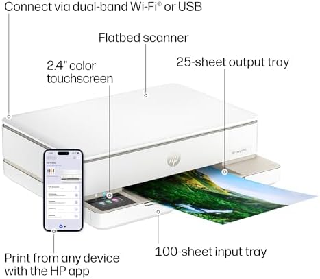HP Envy 6155 Wireless All-in-One Color Inkjet Printer, Print, Scan, Copy, Duplex Printing Best-for-Home, 3 Month Trial of Instant Ink Included, AI-Capable (C2WR7A) Portobello - Image 5