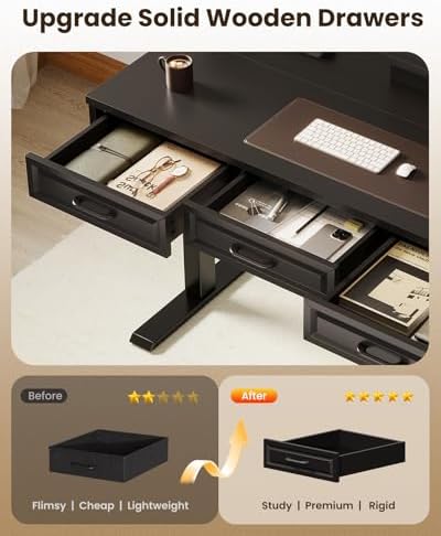 OffiGo 48 Inch Electric Standing Desk with 3 Wood Drawers - Image 5