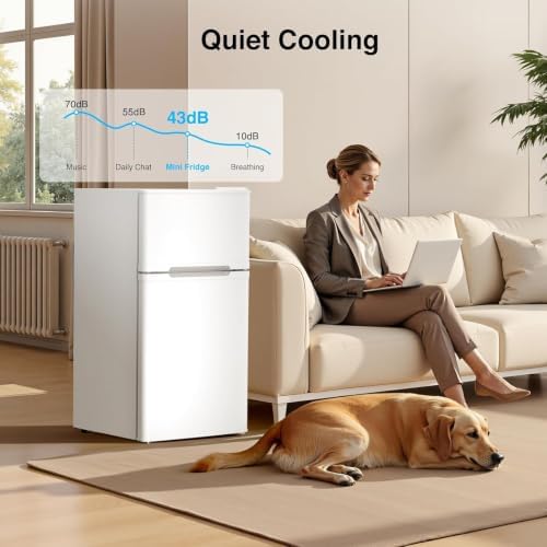 Kismile 2.5 Cu.Ft Mini Fridge with Freezer Double Door Compact Refrigerator - Image 6