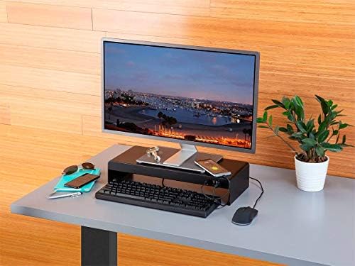 Monoprice Metal Multimedia Desktop Stand - 7.9 x 19.3 Inches - Black With USB Hub & Fast USB Charging Ports, Raised 4 Inches, Monitor Stand & Riser - WorkstreamCollection - Image 6