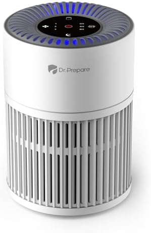 Dr.Prepare Air Purifiers for Bedroom - Covers Up to 1075 ft² - H13 HEPA Washable Filter with 15 dB Sleep Mode & Night Light, 360°Air Inlet, 3 Timer - Quiet Air Cleaner For Pets, Home, Office,Baby Room by DRPREPARE