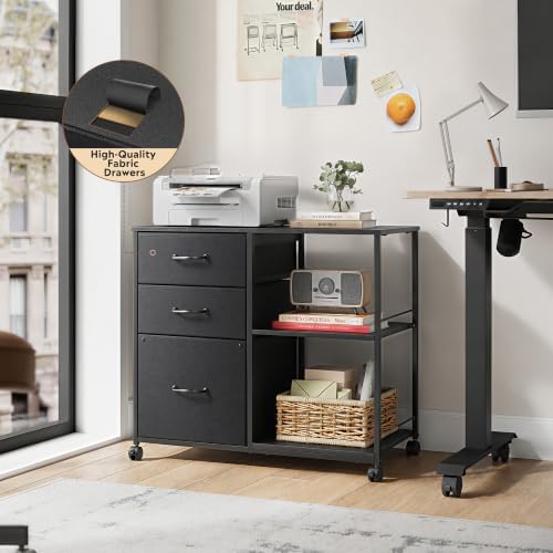 DEVAISE 3 Drawer Mobile File Cabinet, Fabric Lateral Filing Cabinet - Image 3