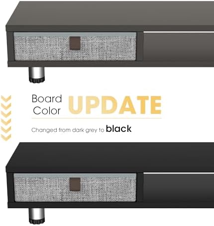 Fenge Dual Monitor Stand, 2-Tier Desk Organizer with Drawers, 42.5in, Black - Image 4