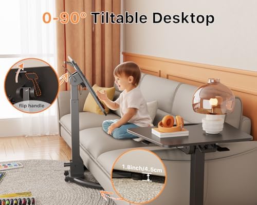 JOY worker Foldable Standing Desk, 90° Tilt Height Adjustable Desk, Black - Image 5