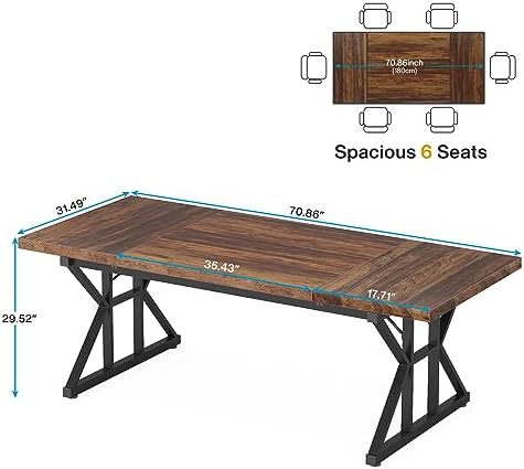 Tribesigns 70.8-Inch Executive Desk, Large Computer Office Desk Workstation, Modern Simple Style Laptop Desk Study Writing Table Business Furniture for Home Office (Brown/Black, 70.8 Inch) - Image 2