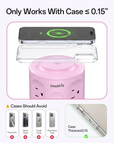 Power Strip with USB Ports,Extension Cord with Multiple Outlets (12AC+3A+2C), 6.5 FT Desk Pink Power Strip Tower Charging Station for Home, Office, College Dorm Essentials - Image 4