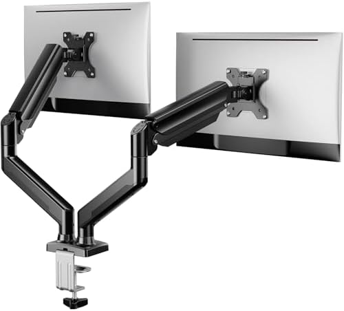 ErGear Dual Monitor Stand up to 33 inches Screen, Load-Bearing Max 22 lbs Each Arm, Adjustable Dual Monitor Mount, Sturdy Steel vesa Monitor Mount with Stable VESA 75x75 100x100mm by ErGear