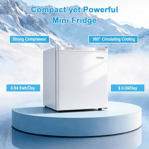 COSTWAY 1.7 Cu.Ft Mini Fridge with Compartment for Dorm Office Bedroom - Image 3