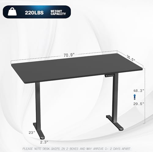 VIVO Black 71 x 36 in Standing Desk, DESK-KIT-E2B7B-36 - Image 3