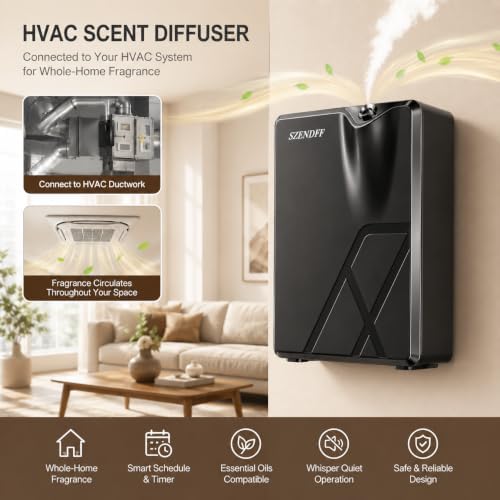 Smart HVAC Scent Diffuser, Waterless Essential Oil Diffuser for Whole House & Large Room up to 2000 Sq.Ft, Cold Air Hotel Collection Scent Machine with WiFi & Bluetooth App, Includes 100ml Oil, Black - Image 2
