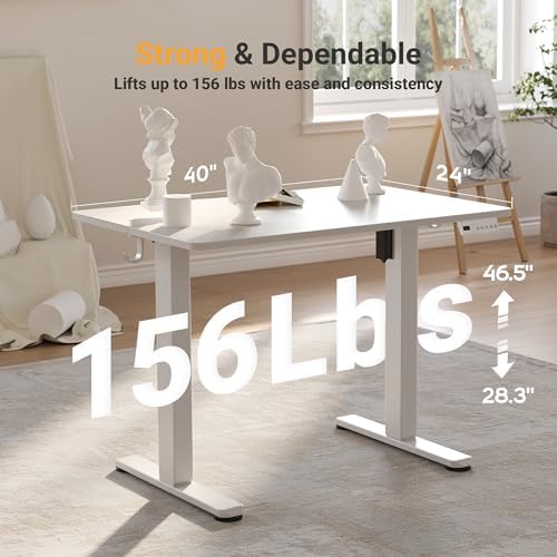 YDN 40 x 24 Inch White Electric Standing Desk - Image 3