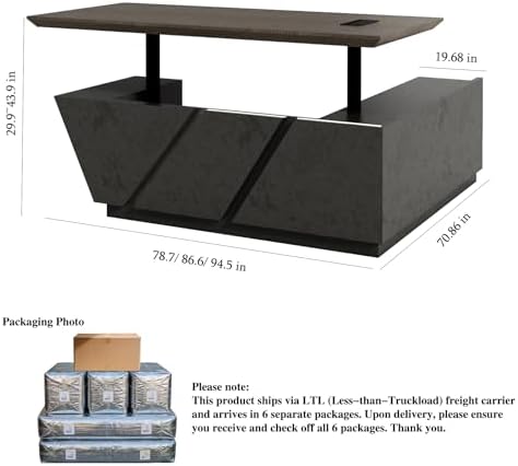 SAINTCY Professional Executive Desk with Privacy Panel & Drawers | Electric Standing Desk for Law Firms, Financial Offices & Corporate Campuses | Modern Workspace Solution (Left Return, 95 in) - Image 2