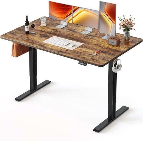 FEZIBO Standing Desk 55 × 28 Inch Electric Height Adjustable, Rustic Brown by FEZIBO