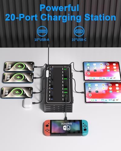 20 Port 580W USB Charging Station, Dual PD-45W USB C Charger Block - Image 2
