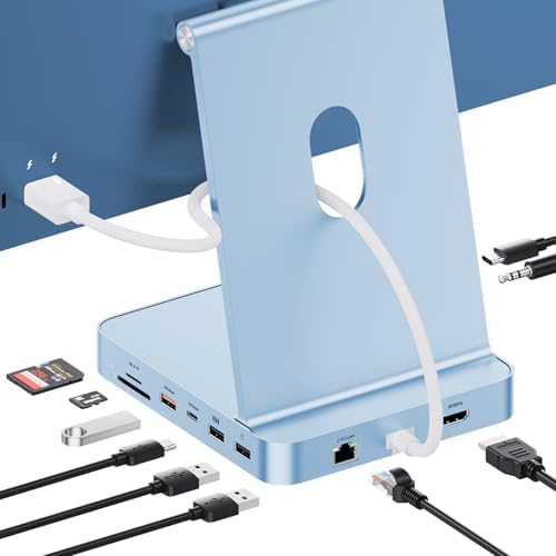 11-in-1 USB C Hub for iMac 24" 2021-2024 with M.2 NVMe 4TB SSD Enclosure by PULWTOP