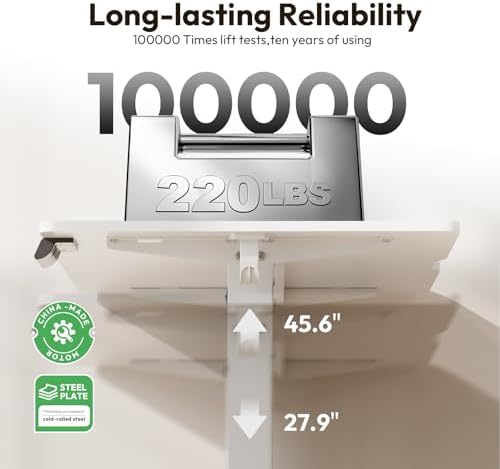 63 x 28 Inch Electric Standing Desk, 3 Memory Presets, White - Image 5