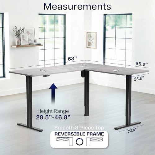 VIVO Dark Gray 63 x 55 in Corner Standing Desk, DESK-E3CTG - Image 5