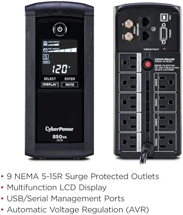 CyberPower CP850AVRLCD Intelligent LCD UPS Battery Backup - Image 5