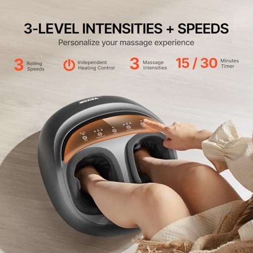 VEVOR Foot Massager Machine with Heat, Deep-Kneading, Compression, and Shiatsu for Plantar Fasciitis, Neuropathy, Gifts for Men, Women - Fits up to Men Size 12 - Image 4