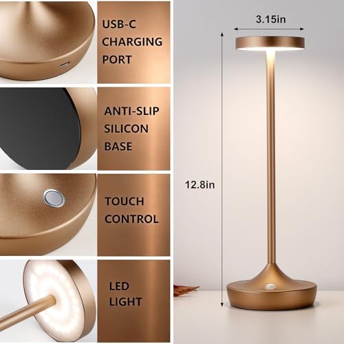 YHT Rechargeable Cordless Table Lamps 6000mAh LED Battery Table Light - Image 6