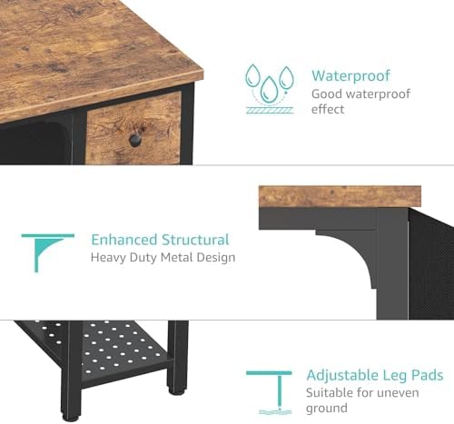 Lufeiya Computer Desk with Fabric Drawers, 47 Inch Desk for Small Space Home Office, Modern Simple Study Writing Table PC Desks for Bedroom, Rustic Brown - Image 7