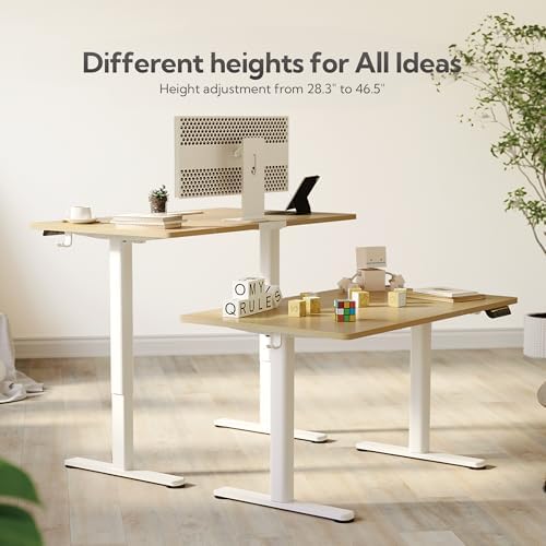 Claiks Electric Height Adjustable Standing Desk, 63x24 Inch, Nature - Image 4