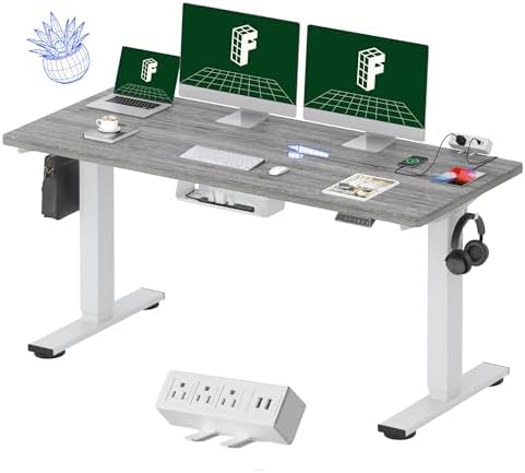 FLEXISPOT EN2 60"x24" Whole-Piece Standing Desk with Power Strip by Unknown