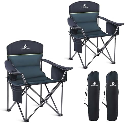 LET'S CAMP Folding Camping Chair Oversized Heavy Duty Padded Outdoor Chair by LETSCAMP