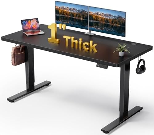 Black 60x28 in Electric Standing Desk, 1 Inch Thick Tabletop by Unknown