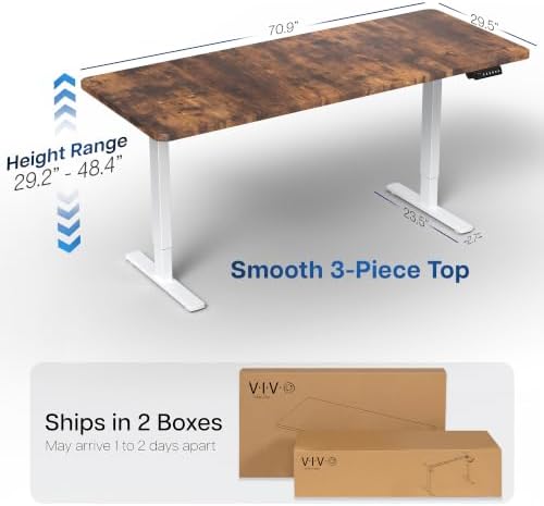 VIVO Rustic Vintage Brown 71 x 30 in Standing Desk, DESK-KIT-1W7N - Image 3