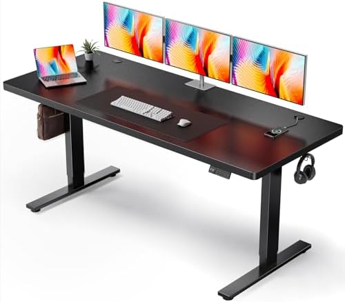 Black 71x30 in Electric Standing Desk, 1 Inch Thick Tabletop by Unknown
